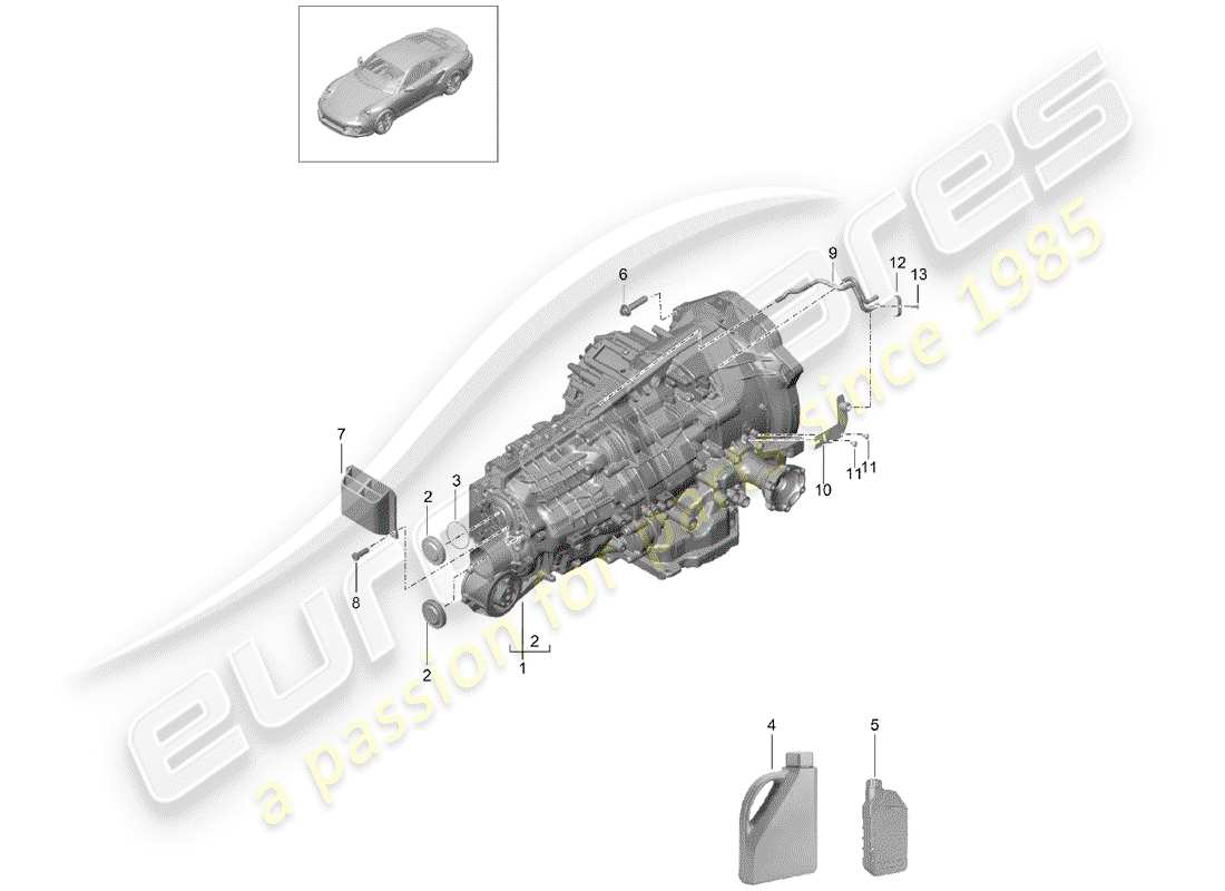 porsche 991 turbo (2018) - pdk - part diagram