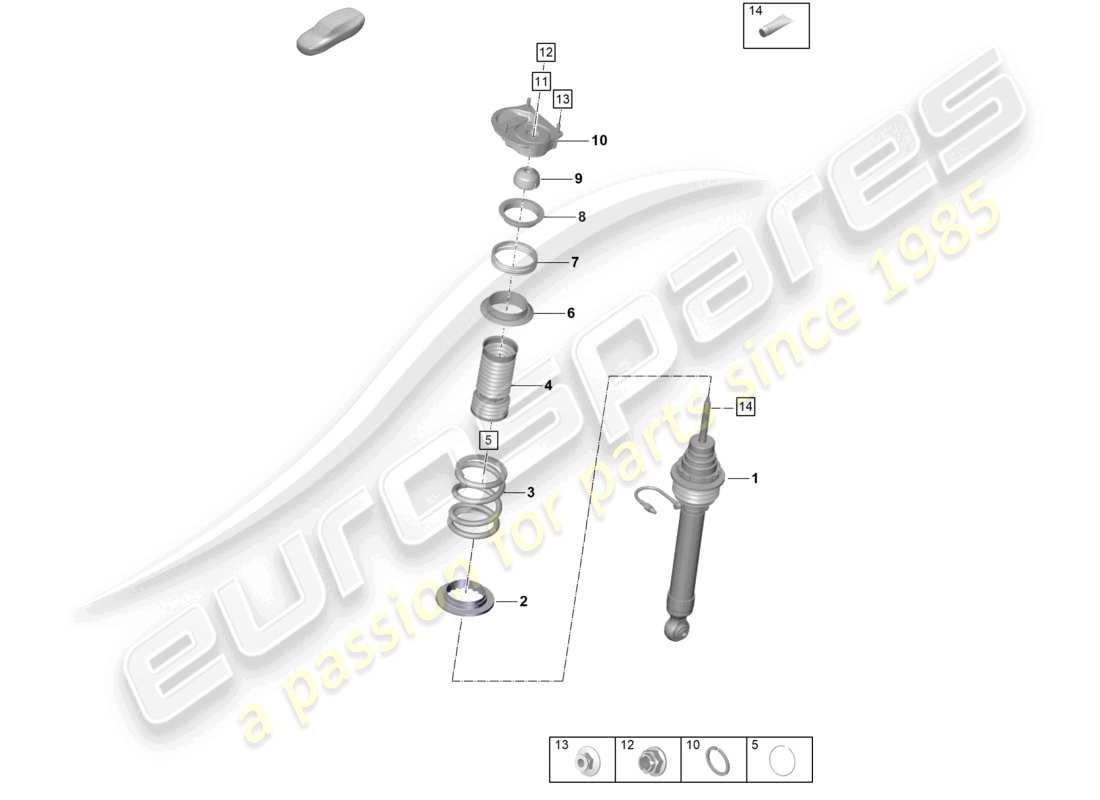 porsche 992 gt3/rs/st (2021 - 9j1) suspension shock absorbers part diagram