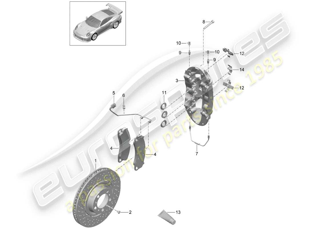 porsche 991 turbo (2018) disc brakes part diagram