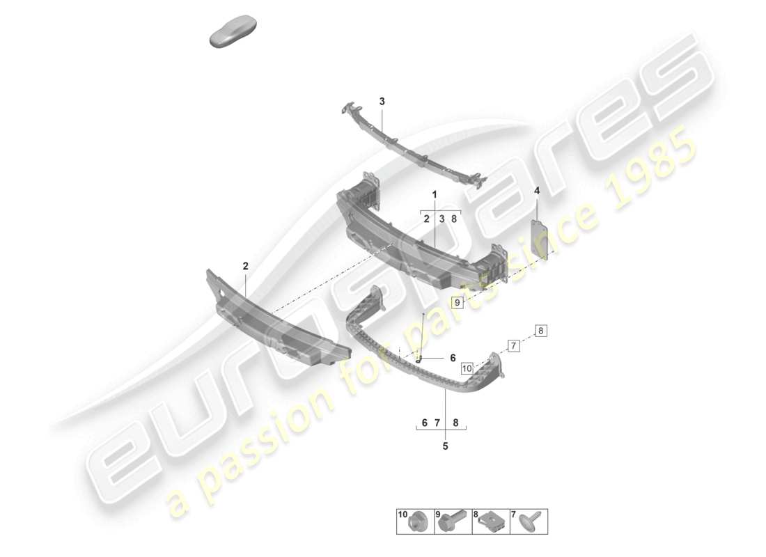 porsche 992 gt3/rs/st (2021 - 9j1) bumper carrier front part diagram