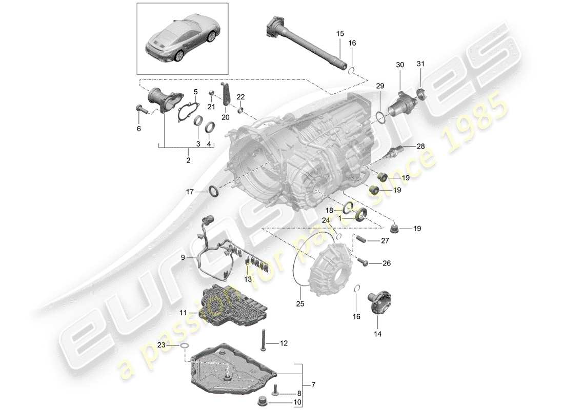 porsche 991 turbo (2018) - pdk - part diagram