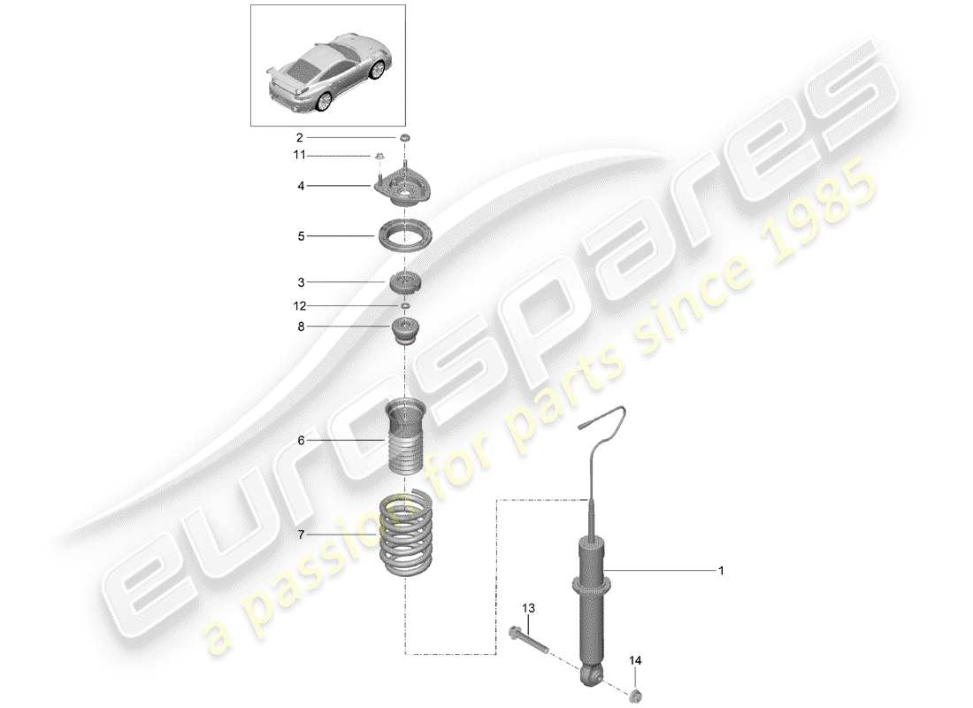 porsche 991 turbo (2018) shock absorber part diagram