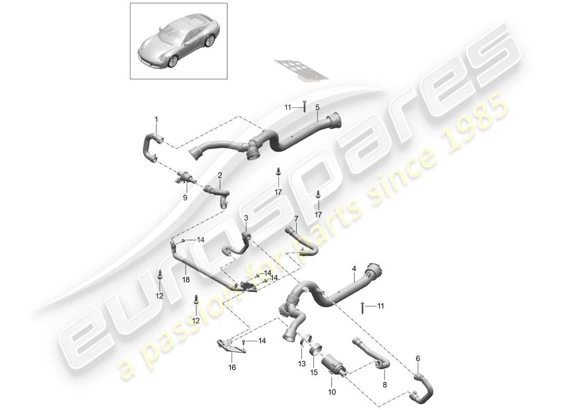 porsche 991 turbo (2018) front axle differential part diagram