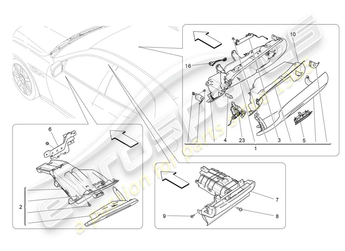 maserati ghibli (2018) glove compartments part diagram