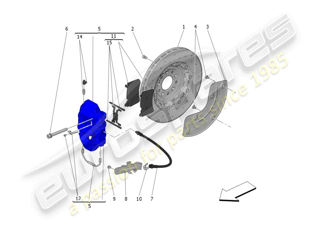 maserati mc20 cielo (2023) braking devices on rear wheels part diagram