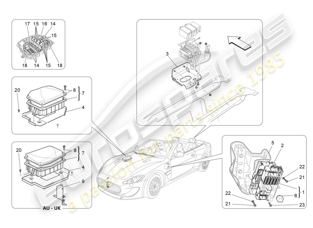 maserati grancabrio mc (2013) relays, fuses and boxes part diagram