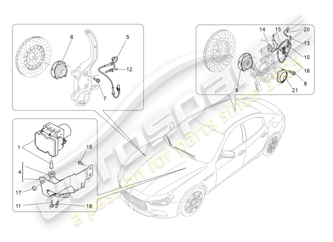 maserati ghibli (2017) braking control systems part diagram