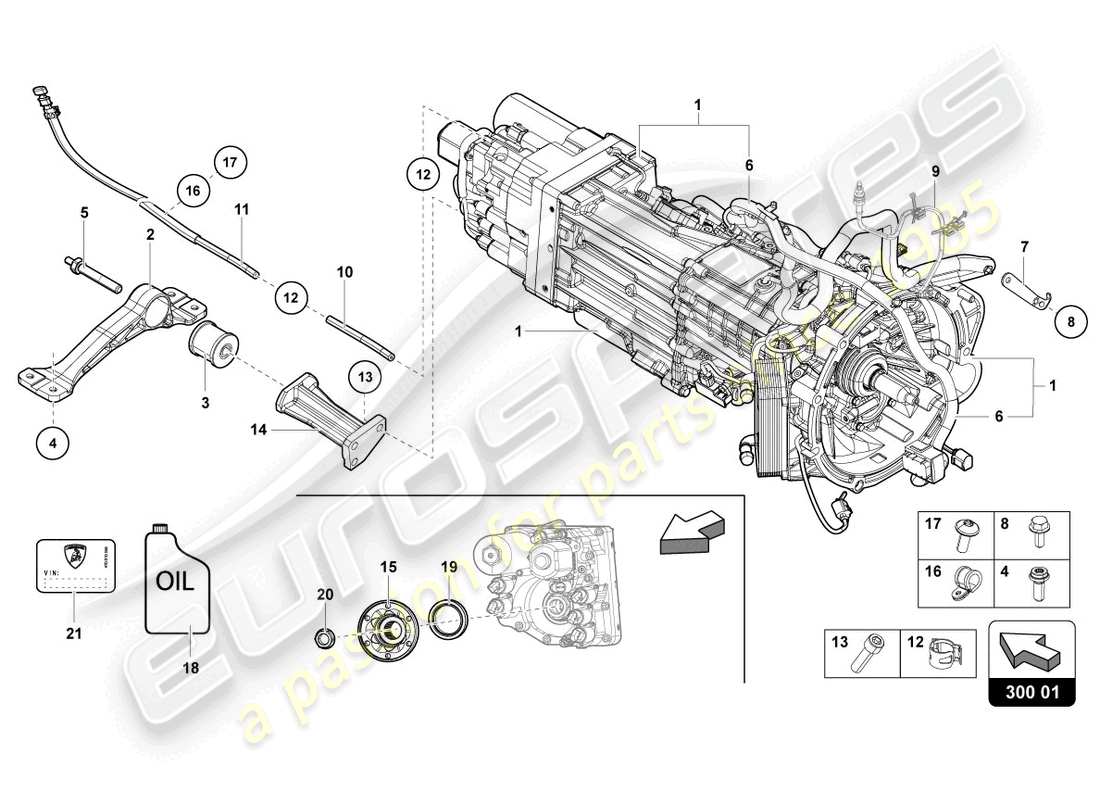 lamborghini ultimae (2022) 7-speed automatic gearbox part diagram