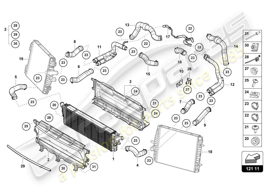 lamborghini sto (2021) cooler for coolant part diagram