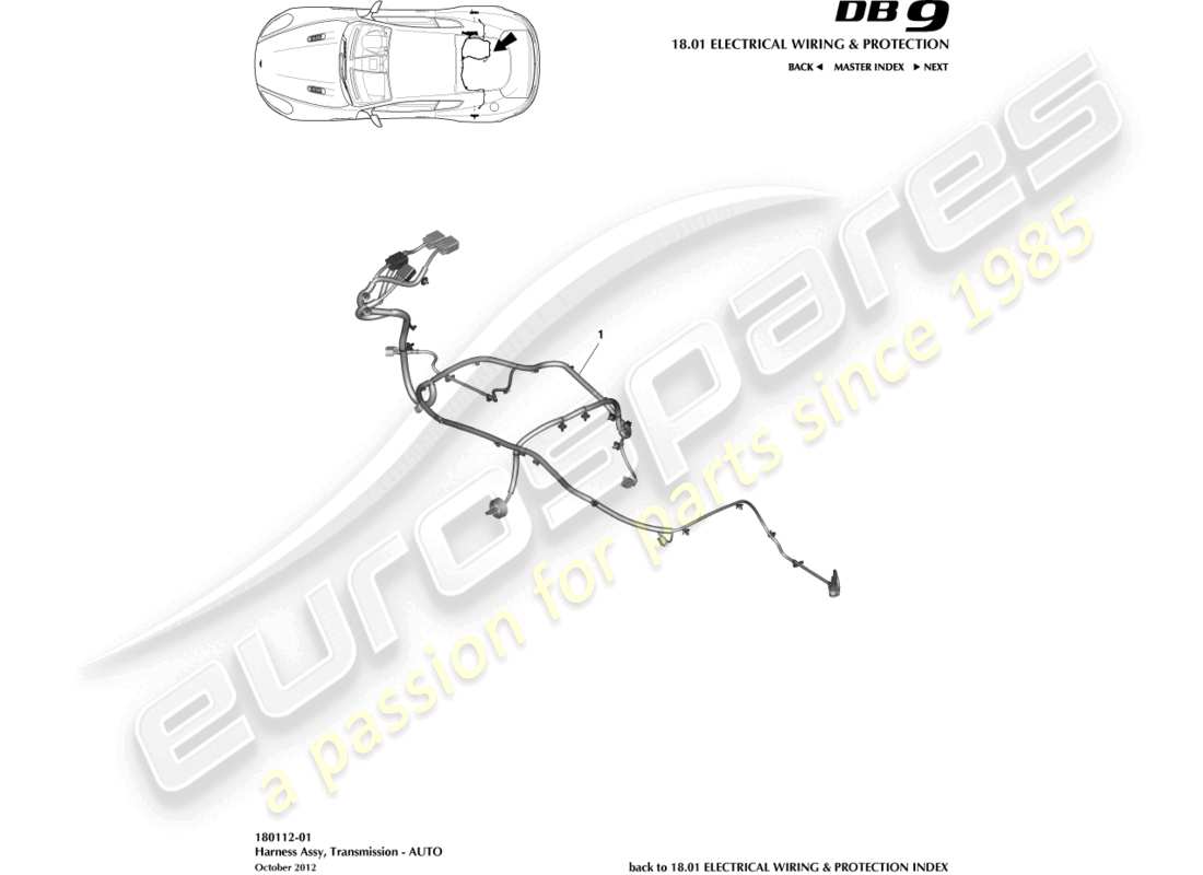 a part diagram from the aston martin db9 (2013) parts catalogue