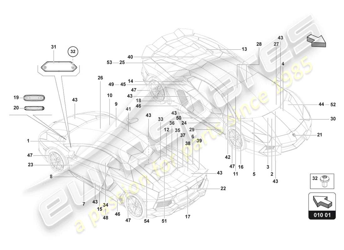 lamborghini ultimae (2022) type plates part diagram