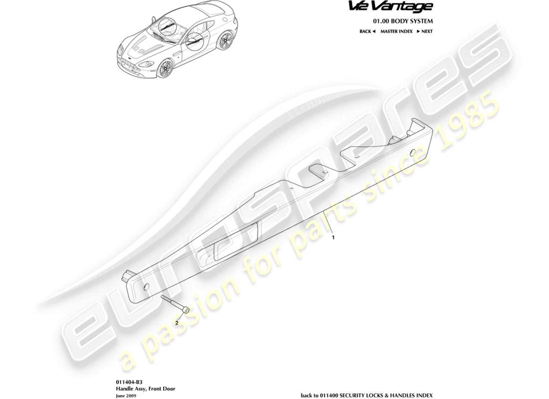 aston martin v12 vantage (2012) handle assembly part diagram