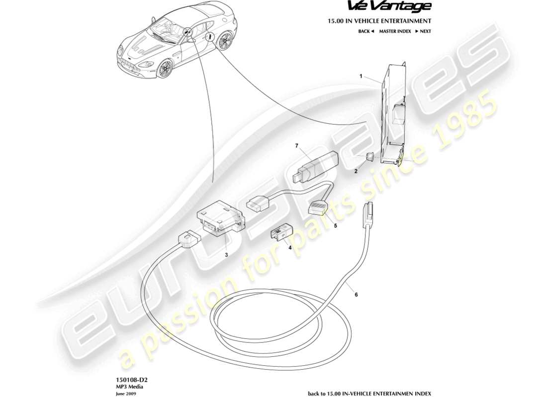 aston martin v12 vantage (2012) mp3 media part diagram