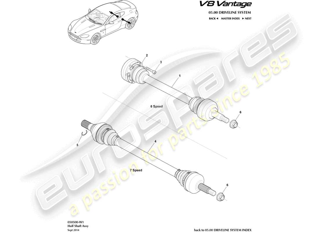 a part diagram from the aston martin v8 vantage (2012) parts catalogue