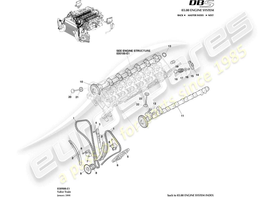 a part diagram from the aston martin dbs (2010) parts catalogue