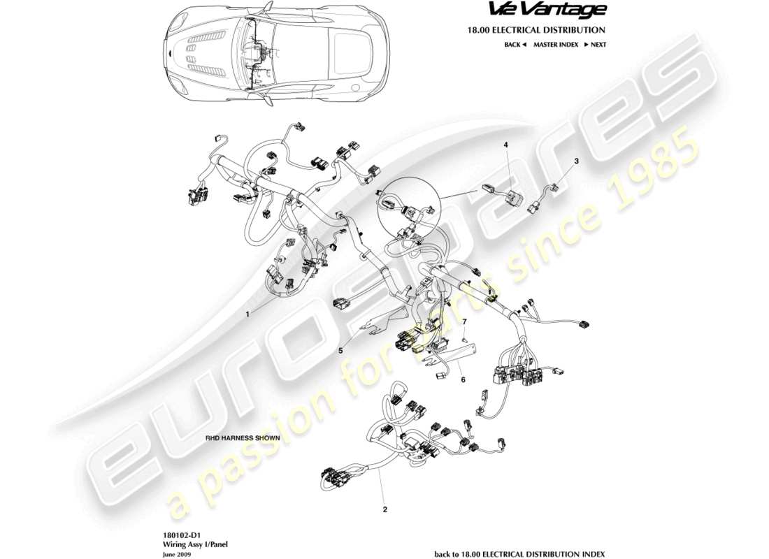 aston martin v12 vantage (2012) ip harness part diagram