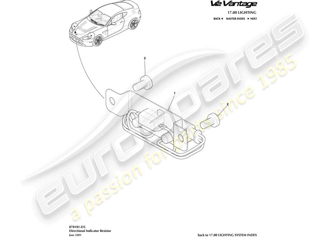 aston martin v12 vantage (2012) directional indicator resistor part diagram