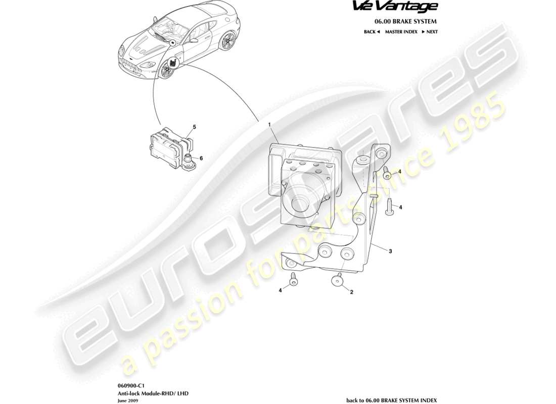 aston martin v12 vantage (2012) anti-lock module part diagram