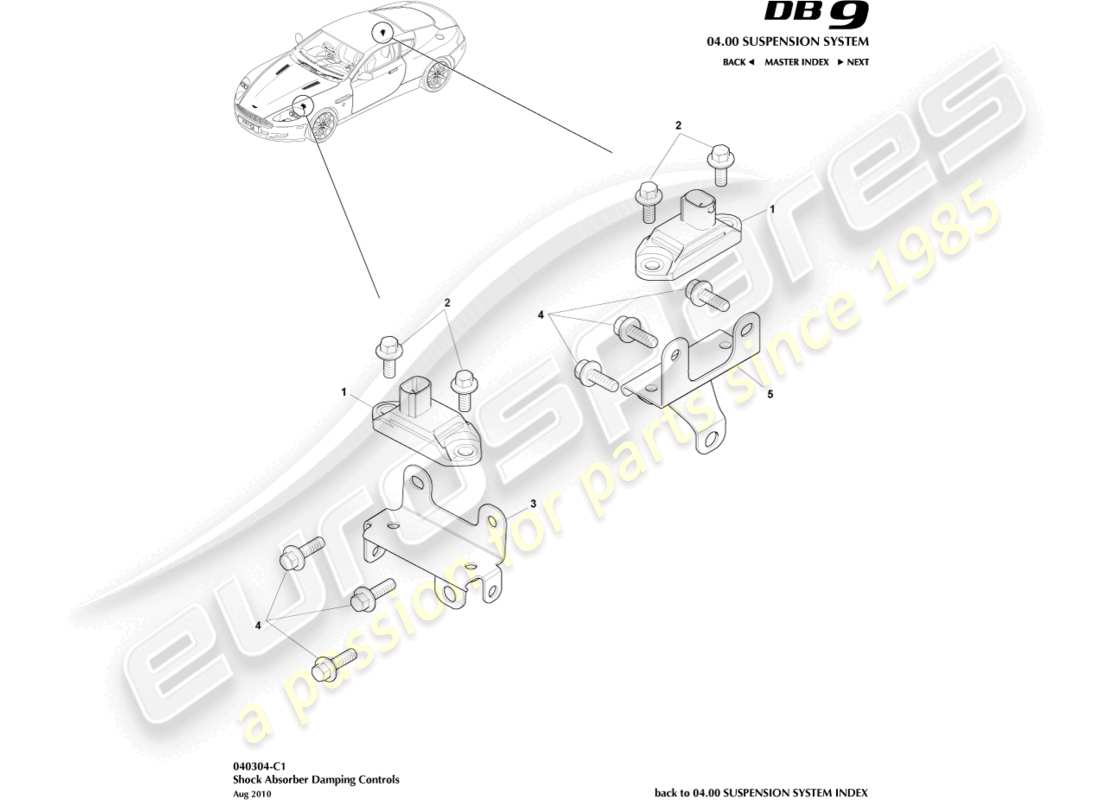 aston martin db9 (2012) shock absorber damping controls part diagram