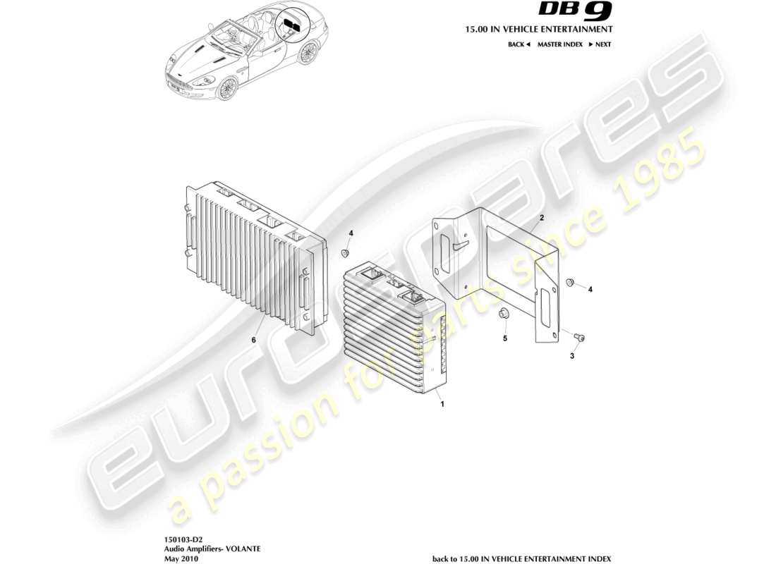 aston martin db9 (2012) amplifiers, volante part diagram