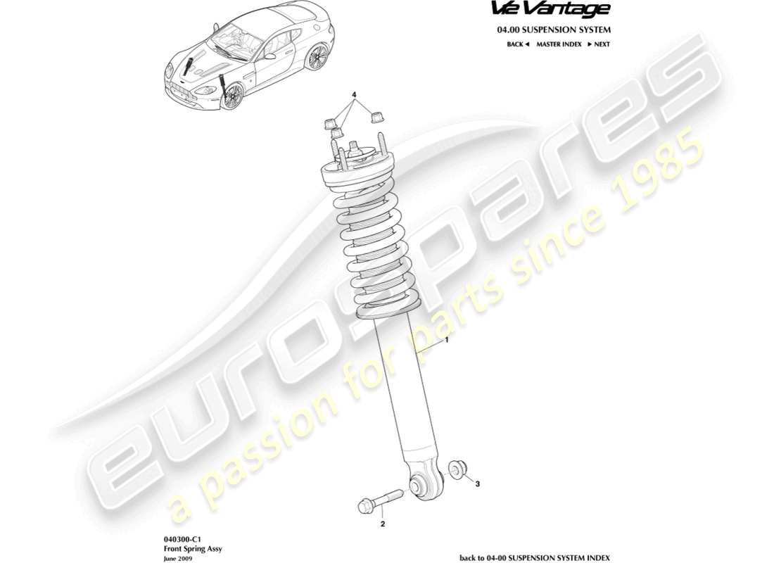 aston martin v12 vantage (2012) front spring & damper part diagram