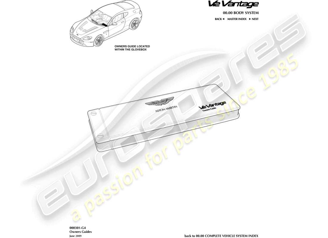 aston martin v12 vantage (2012) owners guide part diagram