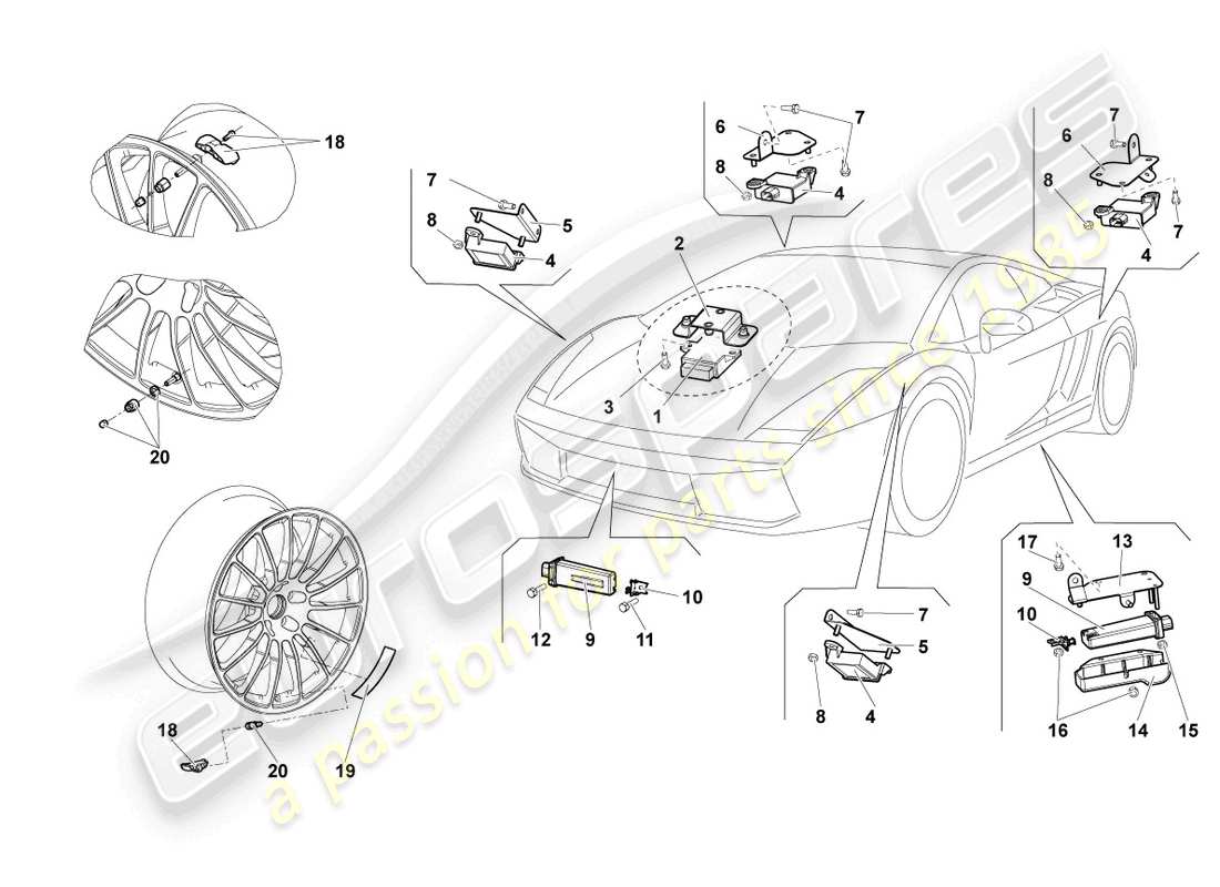 lamborghini lp560-4 spider (2011) control unit for tyre pressure control part diagram