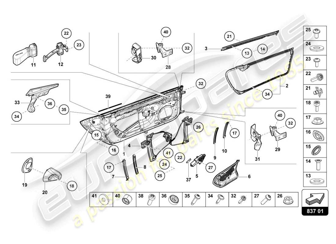 lamborghini evo coupe (2021) doors part diagram