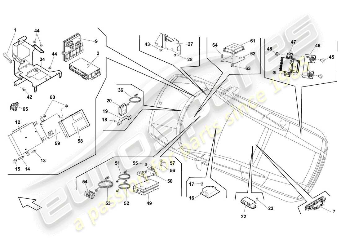 lamborghini lp550-2 coupe (2011) central control unit for convenience system part diagram