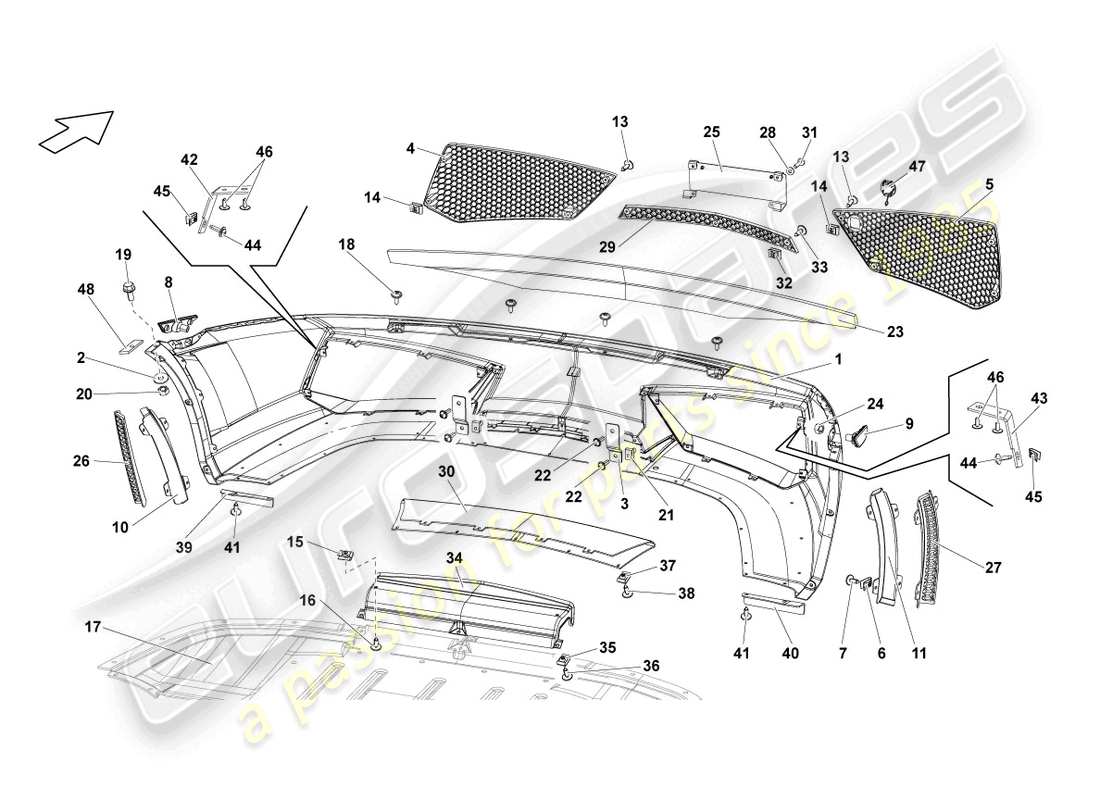 lamborghini lp550-2 coupe (2013) bumper front part diagram