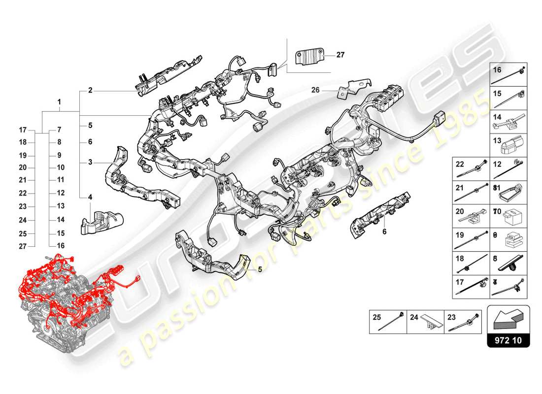 lamborghini urus (2020) wiring set for engine part diagram