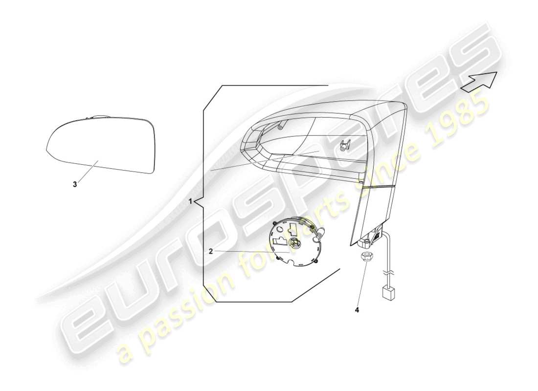 lamborghini superleggera (2008) exterior mirror part diagram