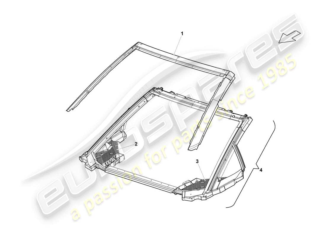 lamborghini gallardo spyder (2006) roof frame front part diagram