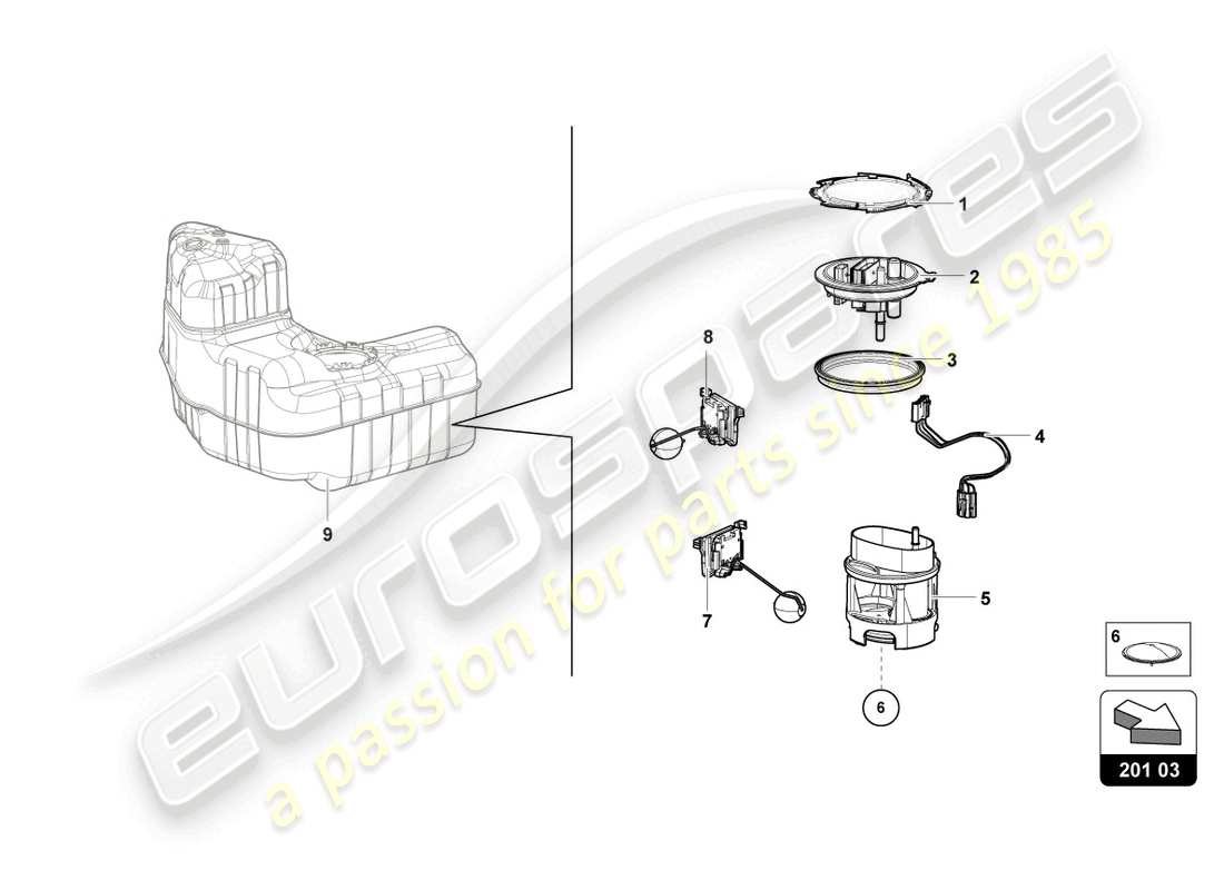 lamborghini evo spyder (2022) fuel delivery module right part diagram