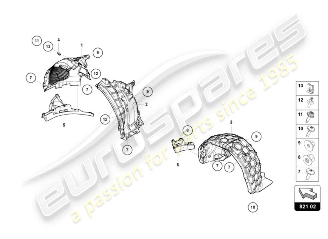 lamborghini urus (2020) wheel housing liner part diagram