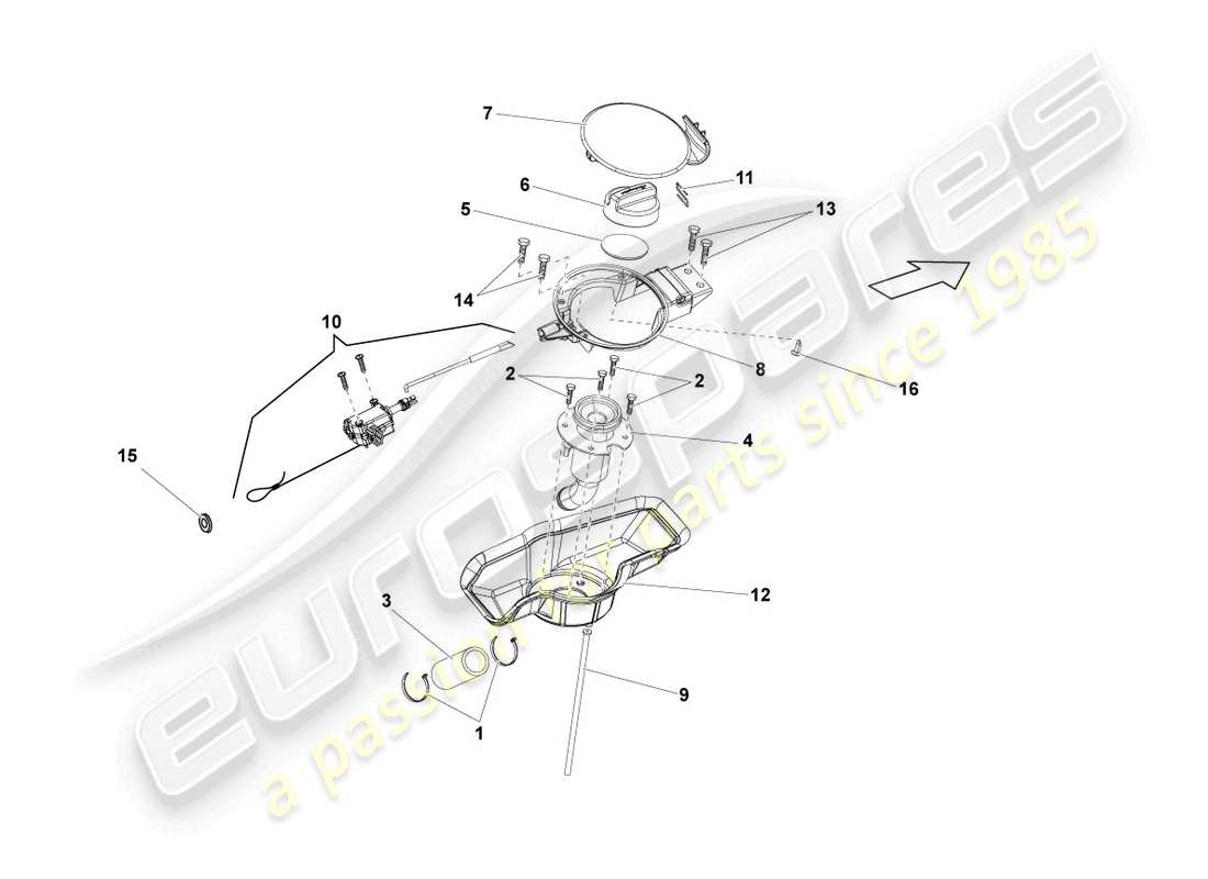 lamborghini lp560-4 spider (2011) fuel filler flap part diagram