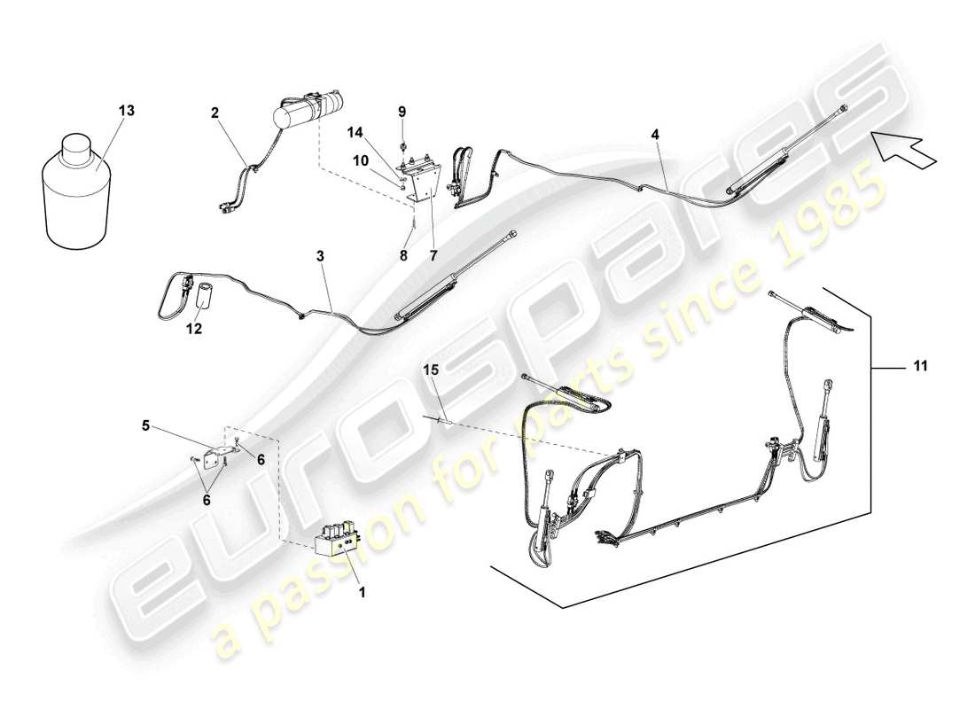 lamborghini gallardo spyder (2006) hydraulic system for actuating convertible roof part diagram