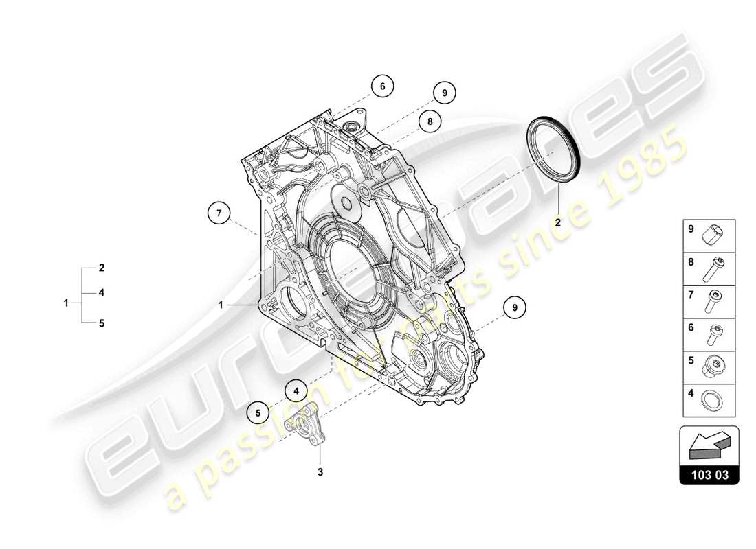 lamborghini evo spyder (2022) cover for timing case part diagram