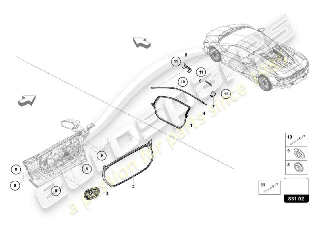 lamborghini revuelto coupe (2024) door seal part diagram