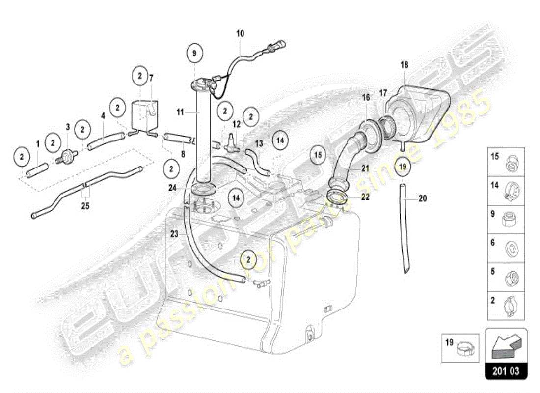 lamborghini diablo vt (1996) fuel tank part diagram