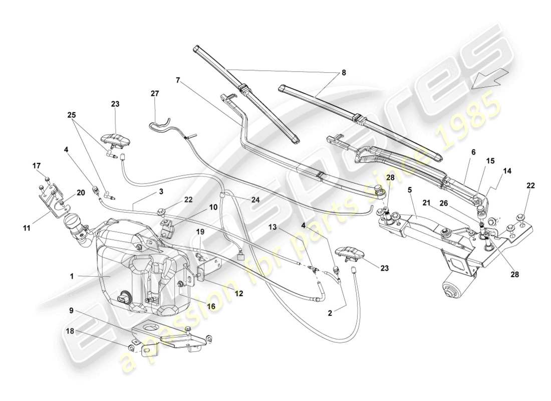 lamborghini lp550-2 spyder (2011) windscreen washer system part diagram