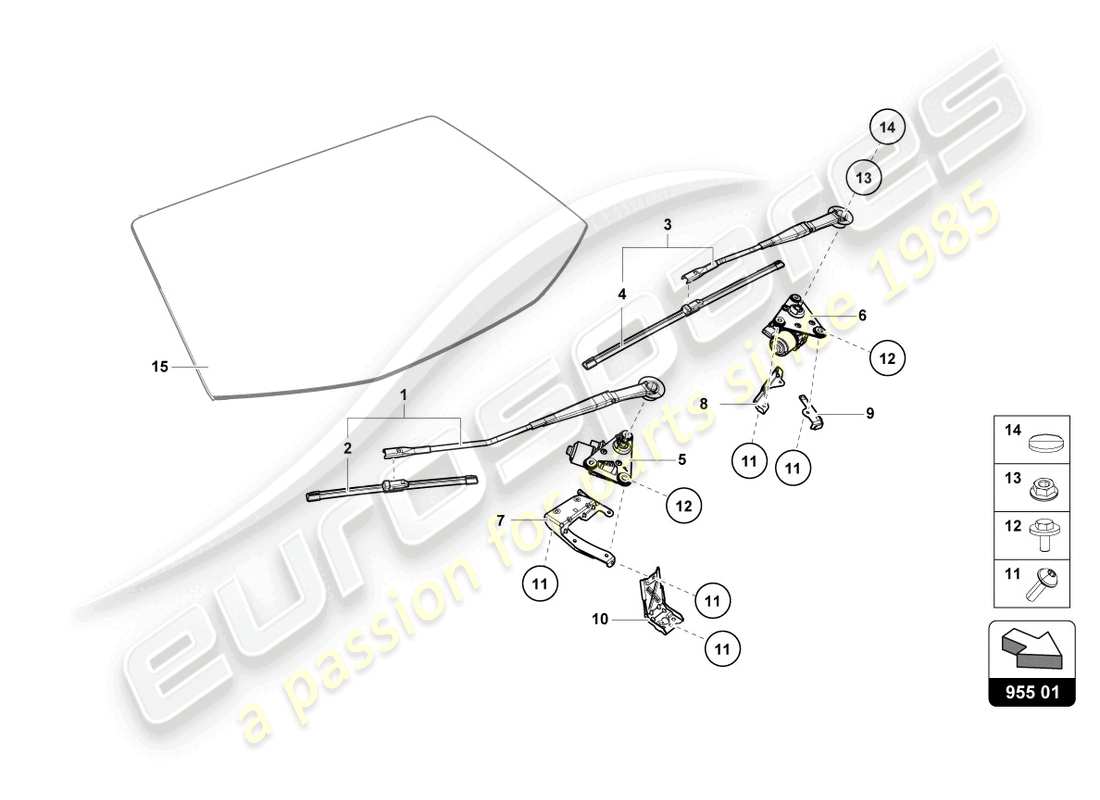 lamborghini evo coupe (2021) windshield wiper part diagram