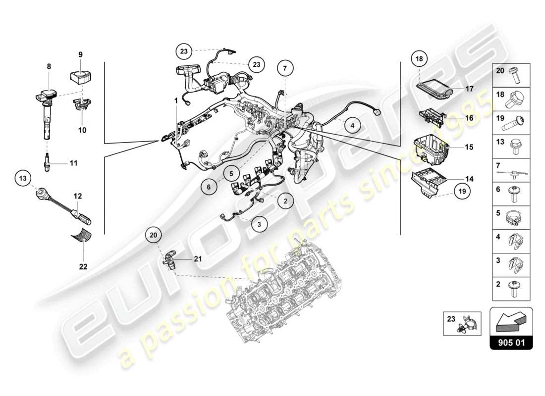 lamborghini evo coupe 2wd (2023) ignition system part diagram