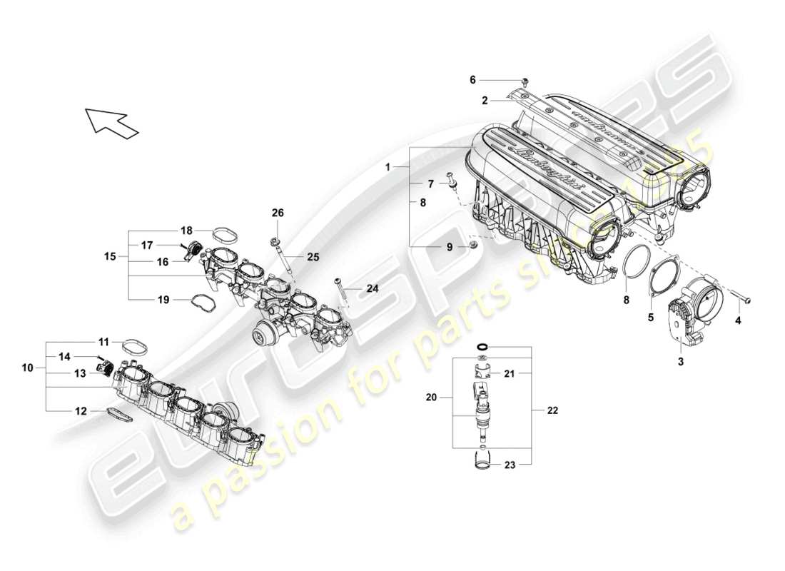 lamborghini lp570-4 sl (2012) intake manifold part diagram