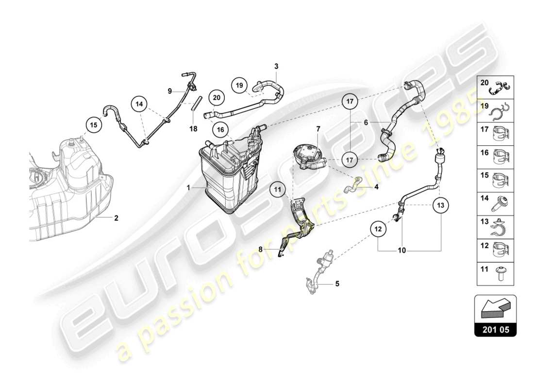 lamborghini evo coupe 2wd (2023) activated charcoal container part diagram