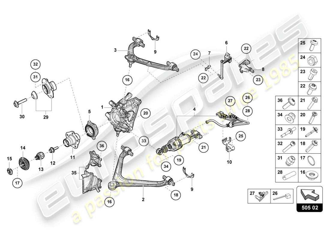 lamborghini evo coupe (2022) guide rear part diagram