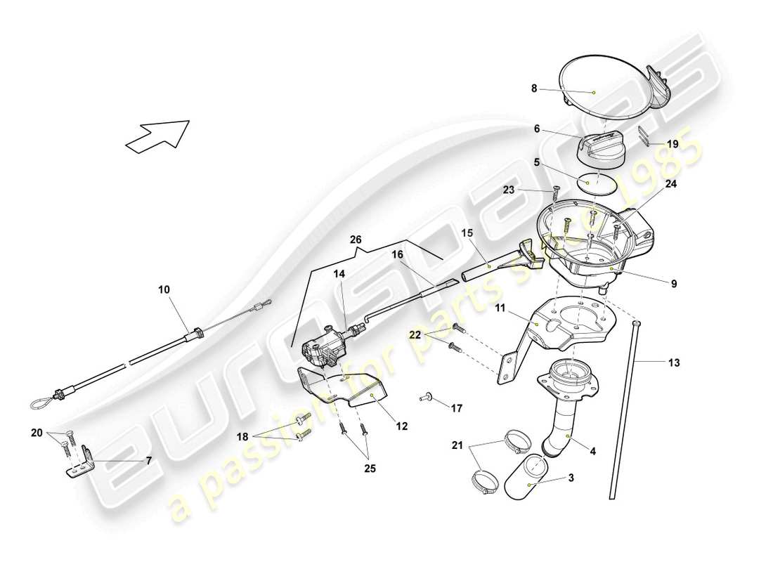 lamborghini lp560-4 coupe fl ii (2013) fuel filler flap part diagram