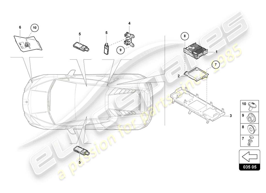 lamborghini evo coupe (2022) aerial part diagram