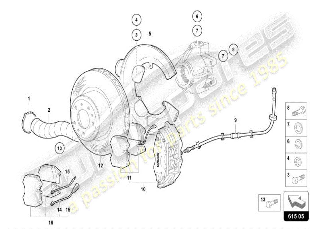 lamborghini diablo vt (1997) brake disc front part diagram