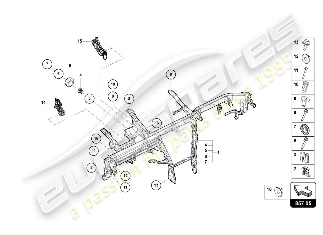 lamborghini urus (2022) cross member for dash panel part diagram